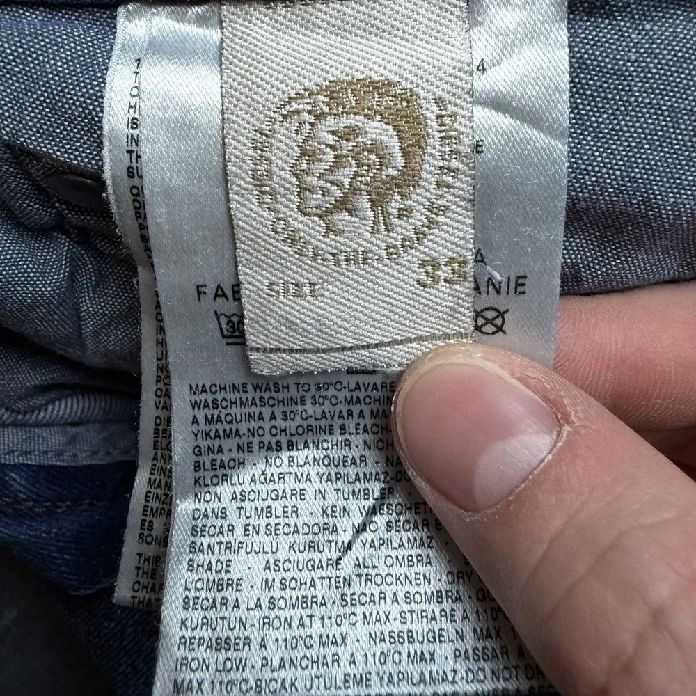 Diesel Darron Jeans Men 33x30 Blue Slim Tapered Medium Wash Distress Faded 0886Q - Picture 10 of 16